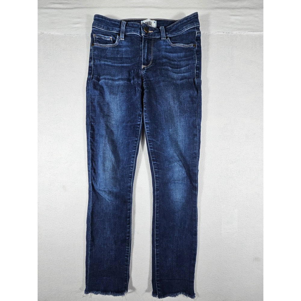 PAIGE Skyline Skinny Crop Jeans Ollie Dark Wash Raw Hem 25 W7616‎ DNM984